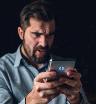 Un hombre frustrado ve un error