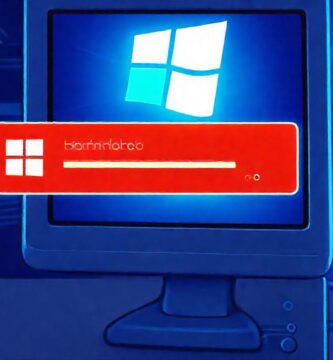 La computadora frustrada actualiza con luz azul