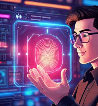 Red social futurista con huella brillante