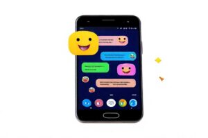 El smartphone ofrece chat vibrante y alegre