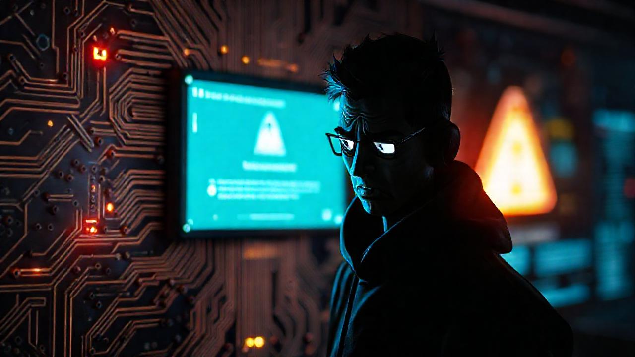 Pantalla fallida en un futuro tecnológico