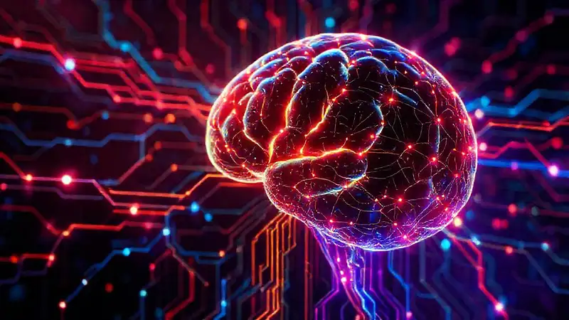 Red neuronal futurista, vibrante y compleja
