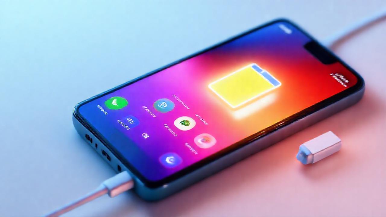 Un teléfono inteligente se carga y actualiza