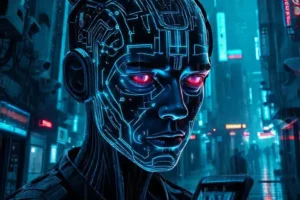 Ciudad cyberpunk distópica