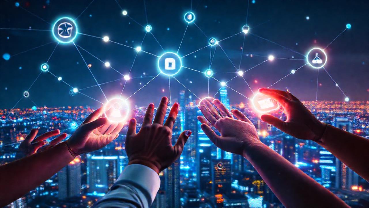 Conexión digital futurista y vibrante