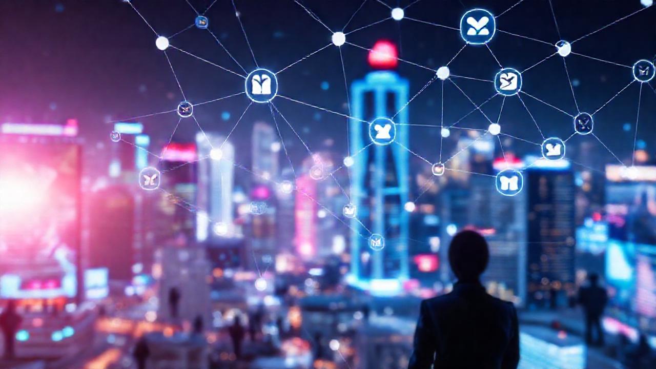 Ciudad digital moderna, vibrante e interconectada