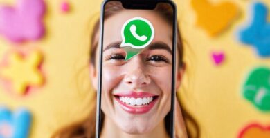 Mujer usa WhatsApp con interfaz amigable
