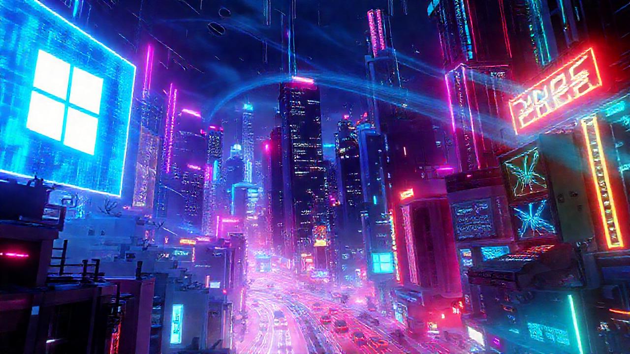 Ciudad futurista, neón, tecnología y cyberpunka