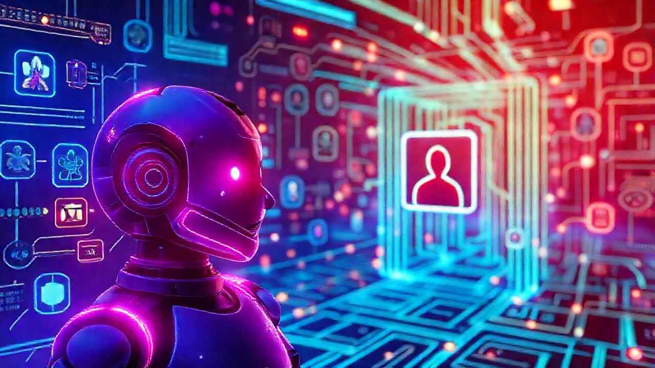 Interfaz digital futurista y colorida