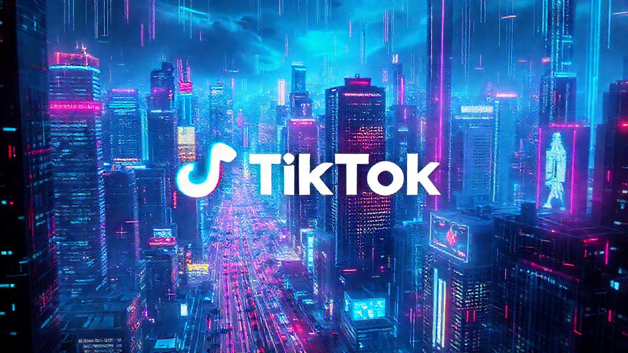 Ciudad neón futurista en movimiento digital
