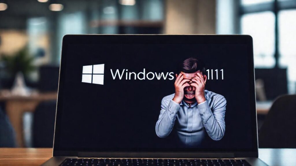 Error profesional frustrante en la pantalla