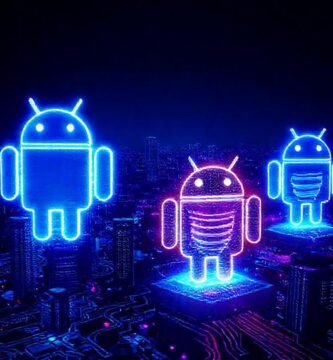 Logos digitales brillan en ciudad futurista