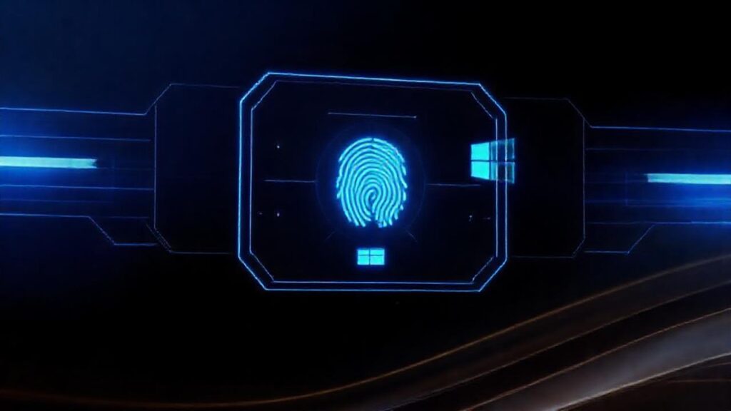 Interfaz futurista: seguridad digital azulada