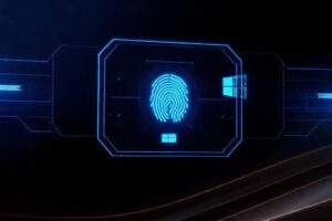 Interfaz futurista: seguridad digital azulada