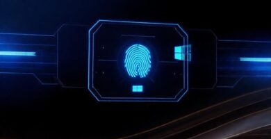 Interfaz futurista: seguridad digital azulada