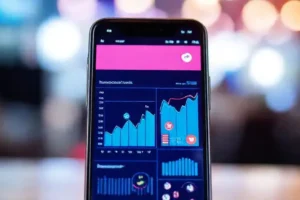 Pantalla digital muestra datos visuales vibrantes