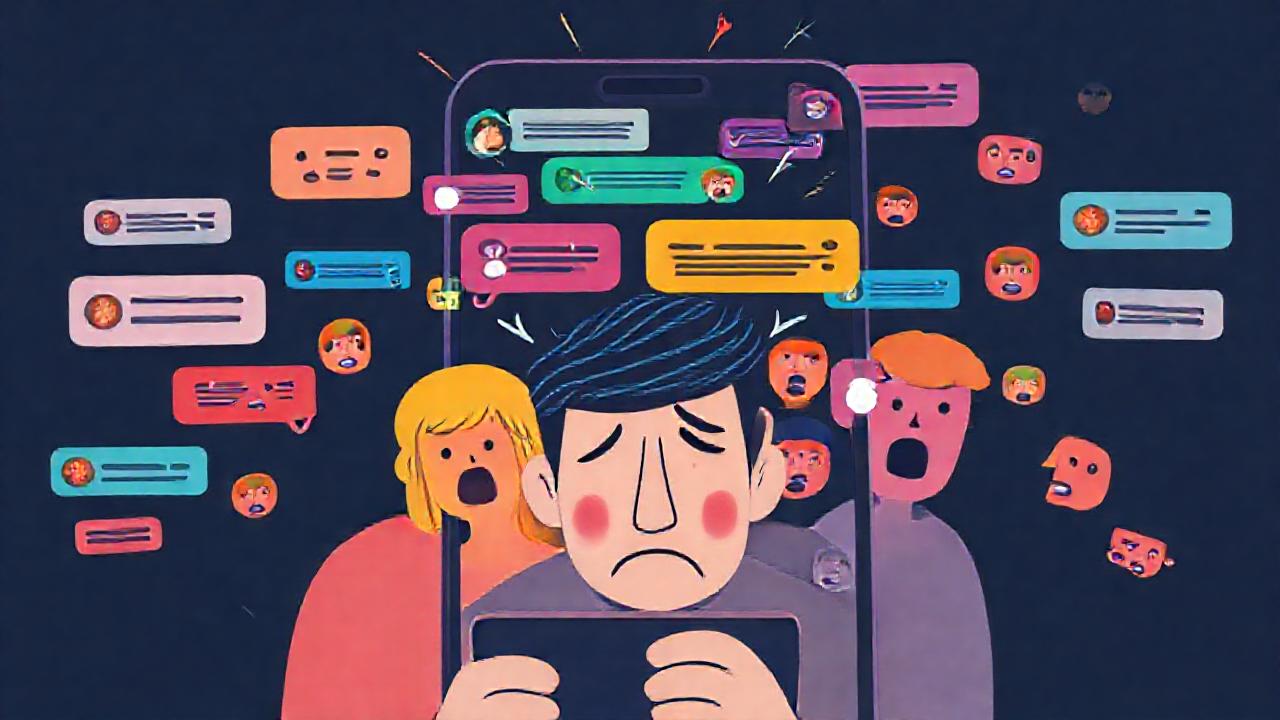 Una pantalla de teléfono muestra caos digital