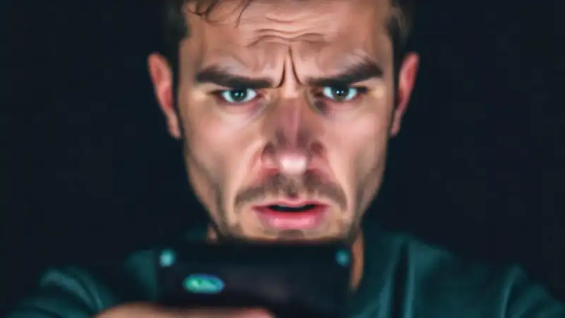 Un hombre frustrado enfrenta problemas en WhatsApp