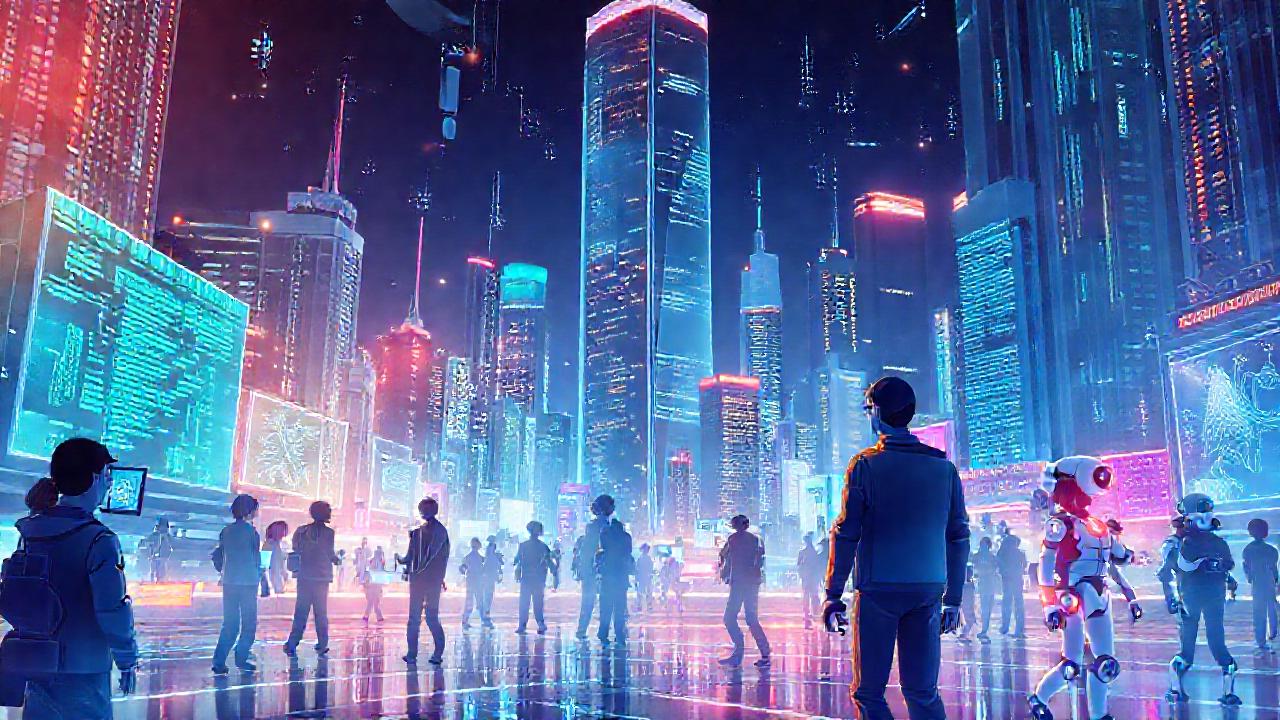 Ciudad futurista, tecnología y optimismo digital
