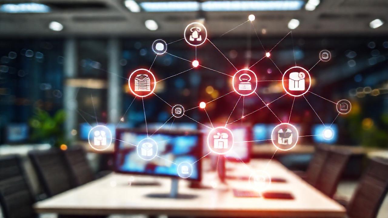 Oficina moderna y conectada digitalmente