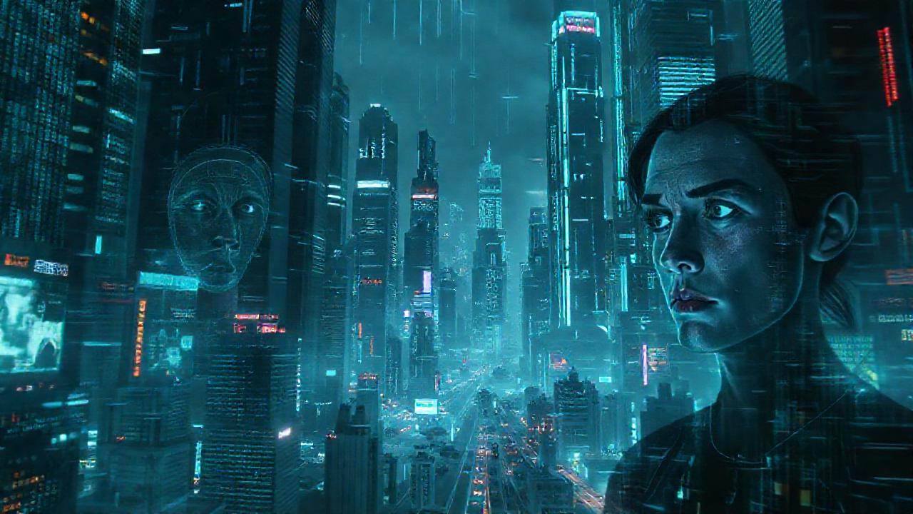 Ciudad futurista genera ansiedad digital incierta
