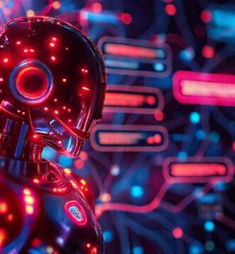 Chatbot futurista aprende con colores vibrantes