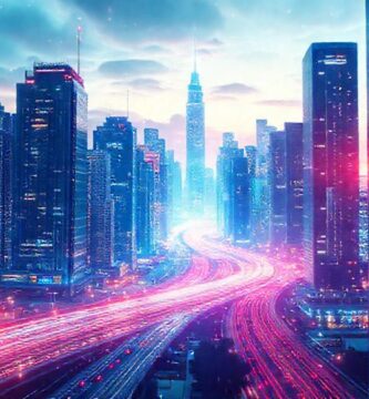 Ciudad futurista digitalmente brillante y eficiente