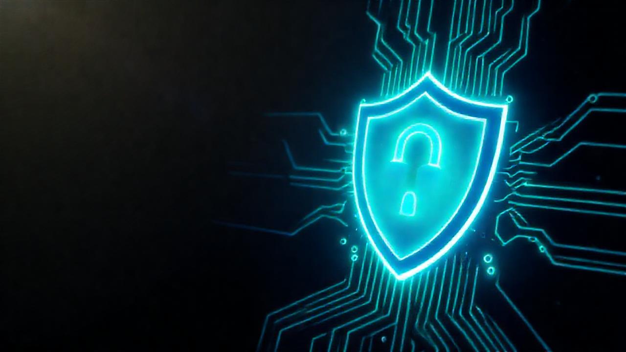 Escudo digital brillante protege datos futuristas