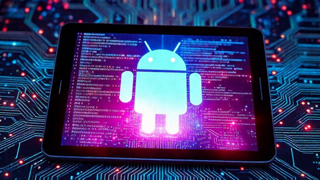 Interfaz digital futurista de Android brillante