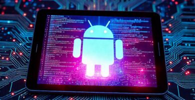 Interfaz digital futurista de Android brillante