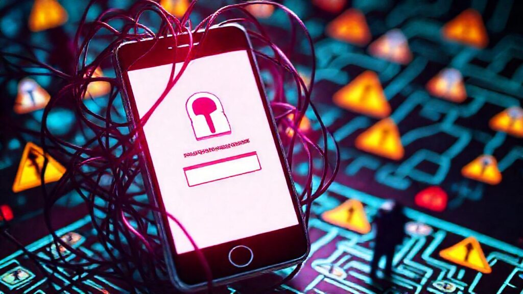 Amenaza digital en un smartphone