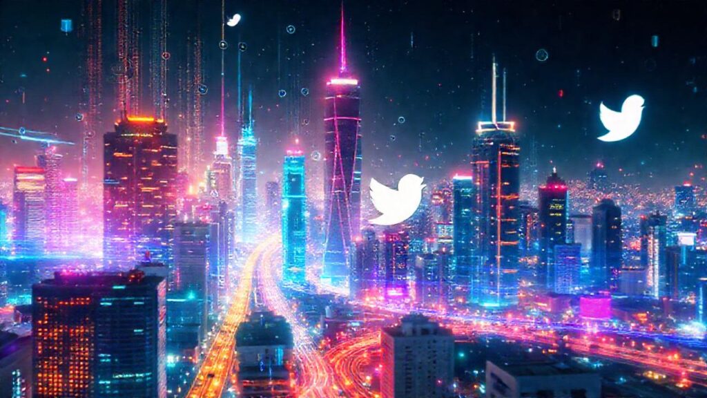 Ciudad futurista digital con IA brillante