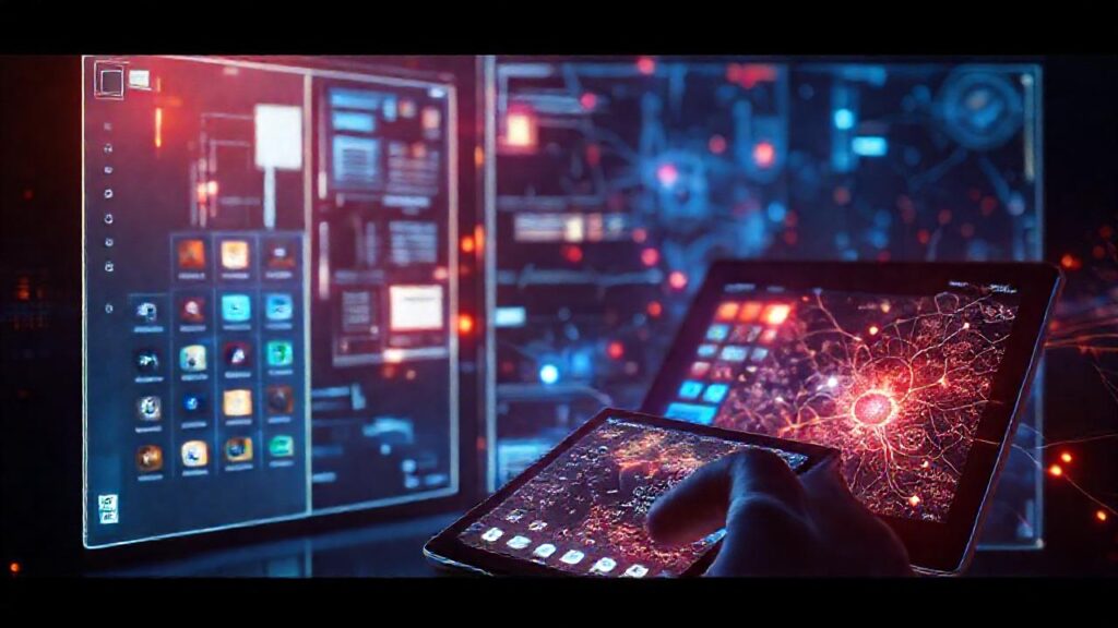 Interfaces futuristas y digitales se fusionan