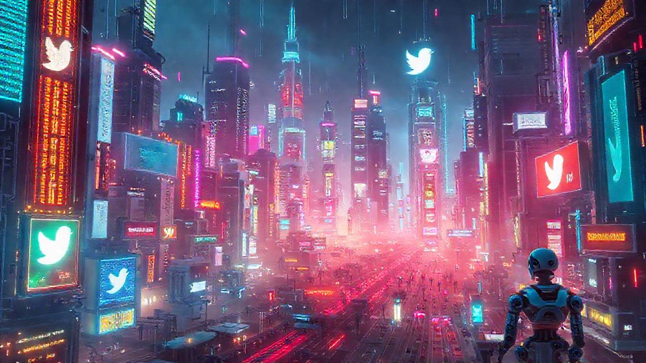 Ciudad futurista digital, vibrante y artificial
