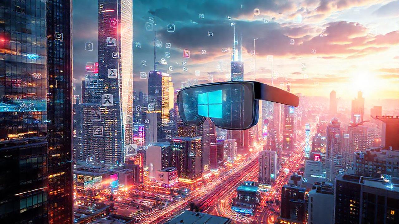 Ciudad futurista digitalmente conectada y brillante