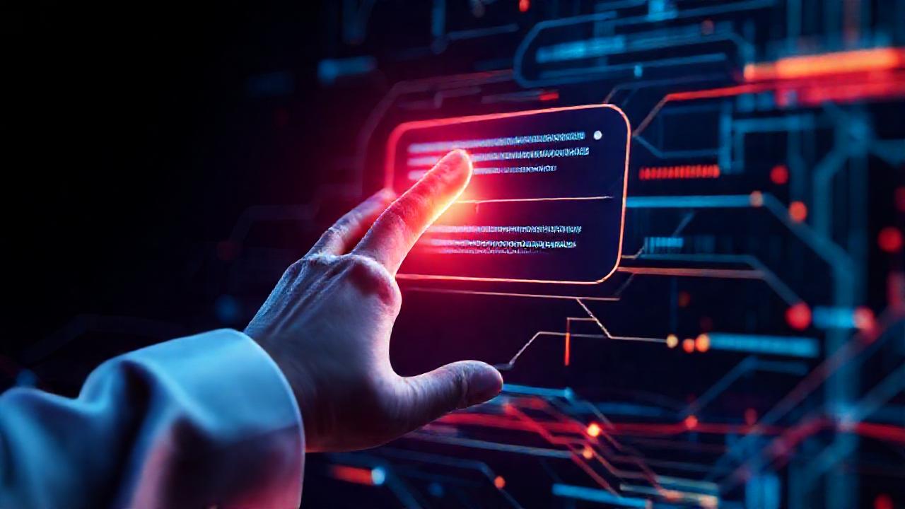 Un chatbot futurista interactúa con datos brillantes