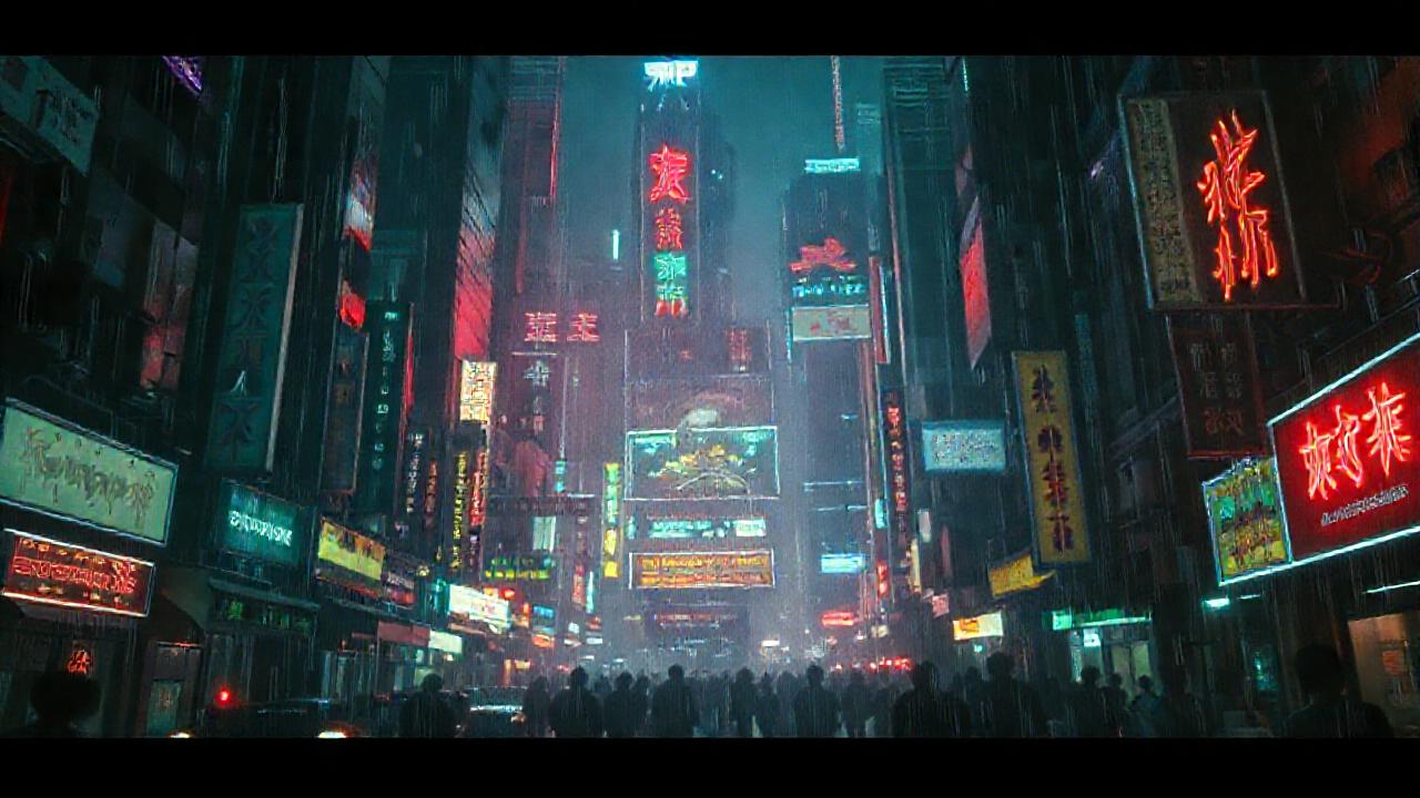 Ciudad cyberpunk digital, oscura y preocupante