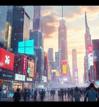 Ciudad futurista digitalmente vibrante y diversa