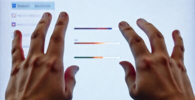 Manos controlan interfaz accesible y brillante