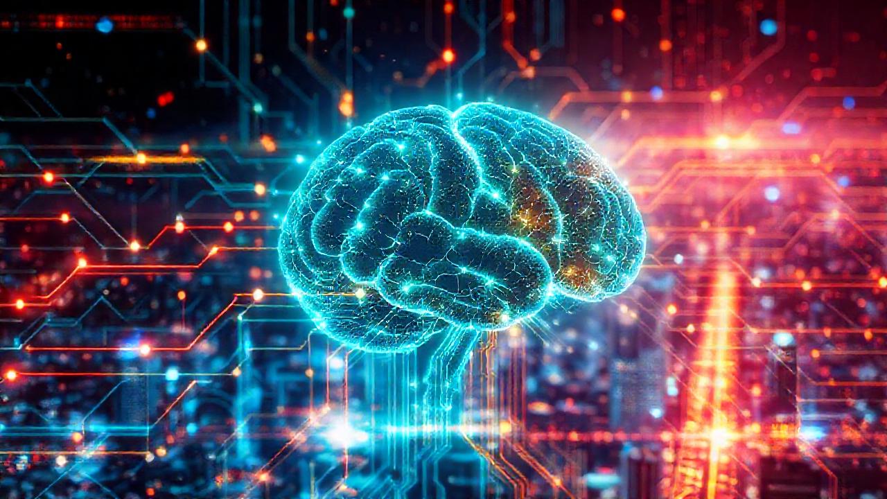 Red neuronal futurista digitalmente brillante