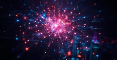 Redes neuronales digitales brillan futurísticamente