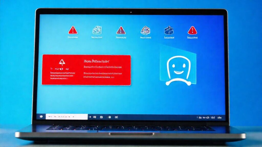 La computadora advierte de una amenaza digital