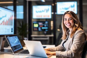 Mujer exitosa en oficina moderna