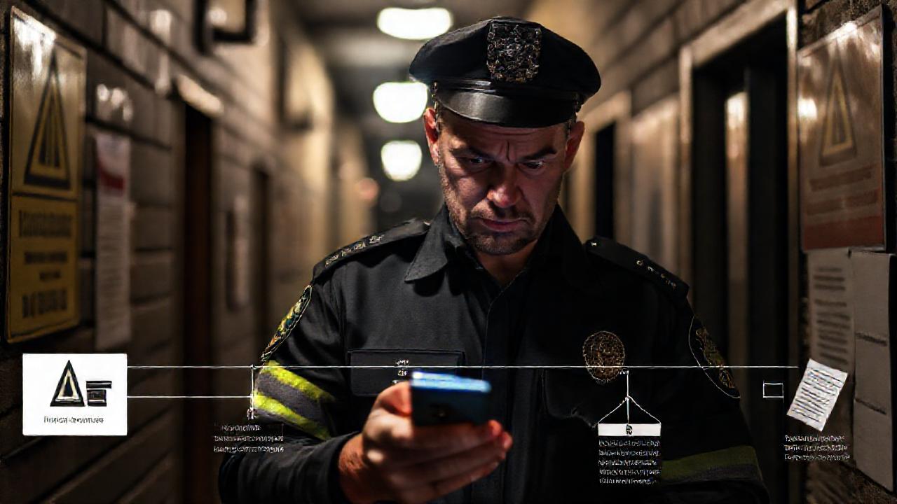 El policía busca un teléfono robado