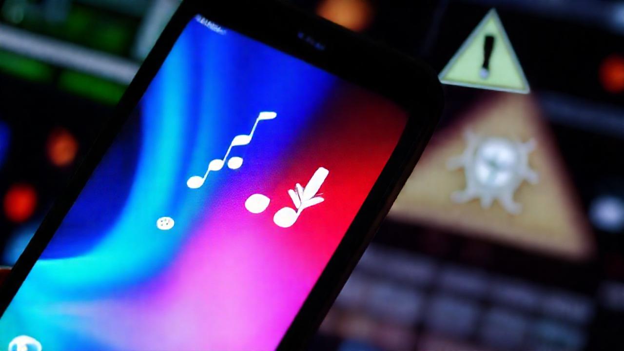 El teléfono Android advierte virus en música