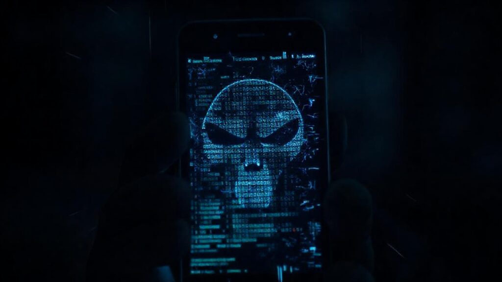 Un teléfono oscuro anuncia un peligro digital