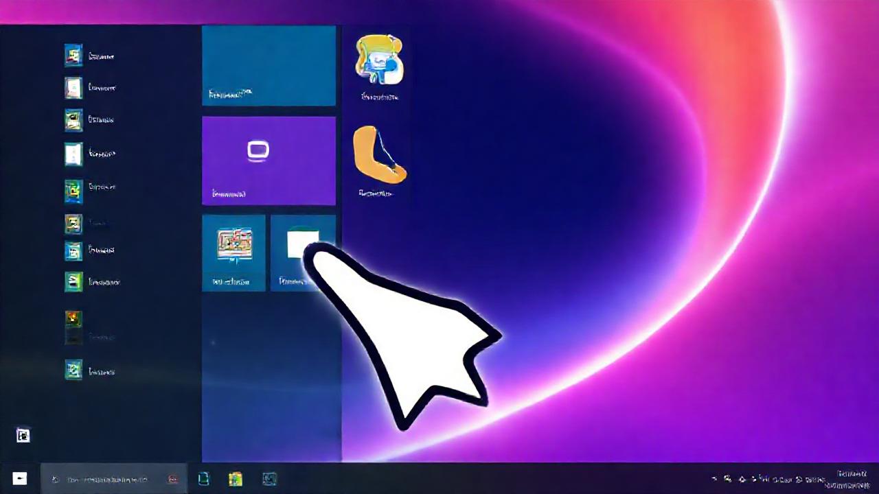 Un cursor estilizado y colorido ilumina Windows