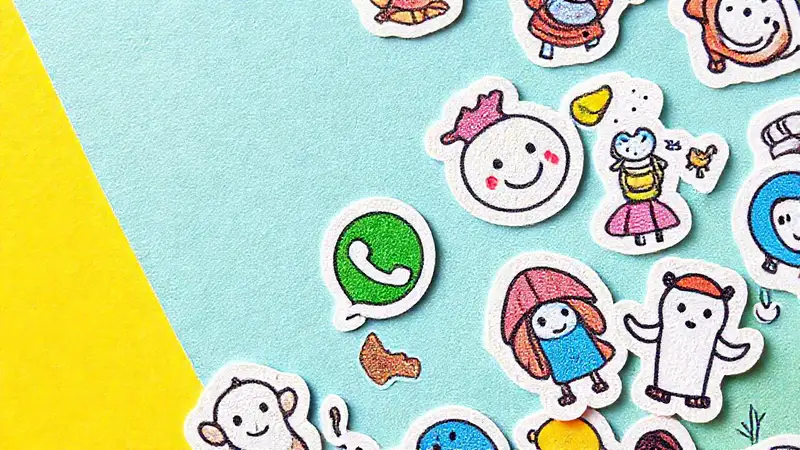 Adhesivos dibujados, WhatsApp alegre y vibrante