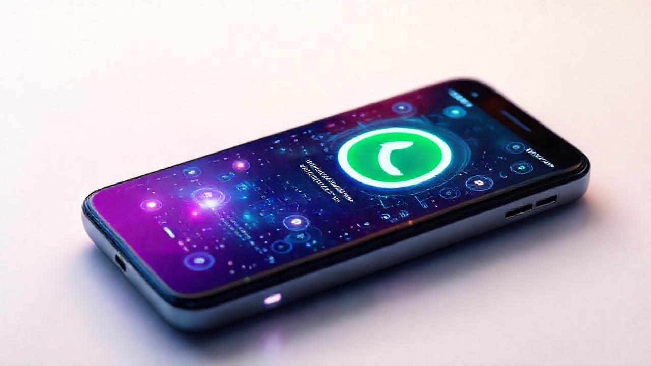 Teléfono futurista con IA brillante