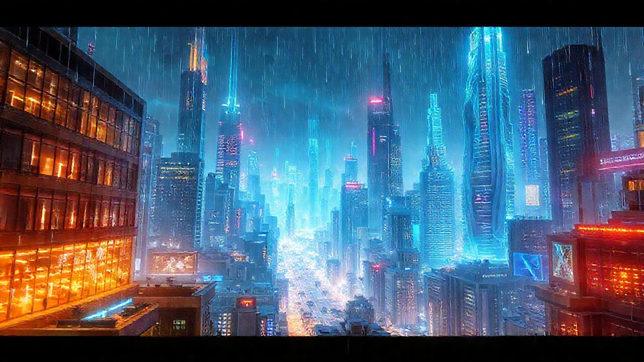 Una ciudad futurista brillante y digital